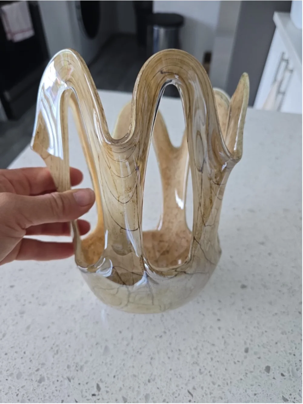 Vintage Jozefina Krosno Handkerchief Hand Blown Art Glass Decorative Vase